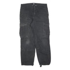 CARHARTT Mens Cotton Blend Black Regular Cargo Trousers W32 L30 Workwear Zip