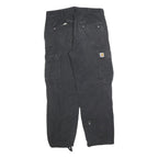 CARHARTT Mens Cotton Blend Black Regular Cargo Trousers W32 L30 Workwear Zip