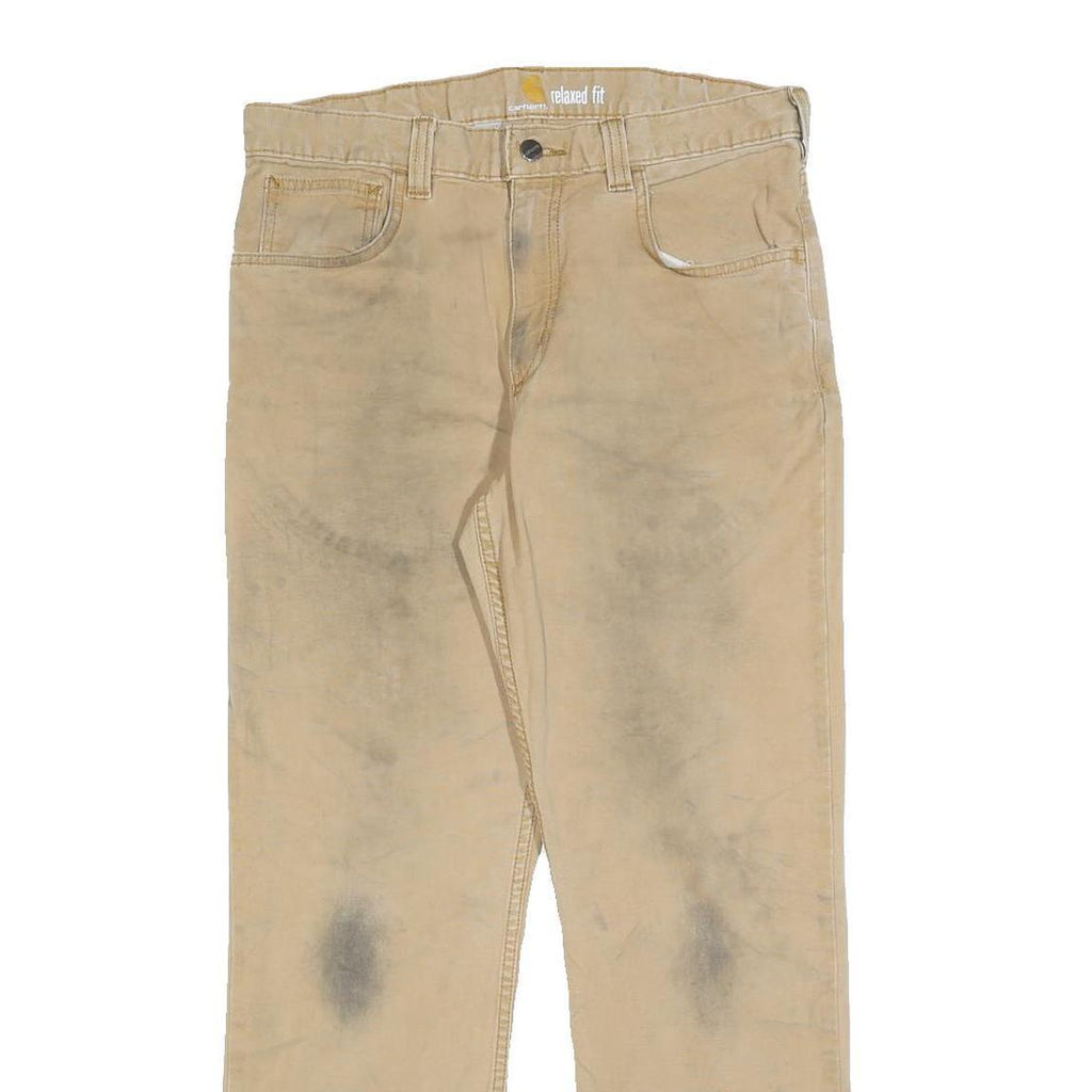 CARHARTT Mens Beige Relaxed Fit Straight Denim W32 L30 Workwear Utility Jeans