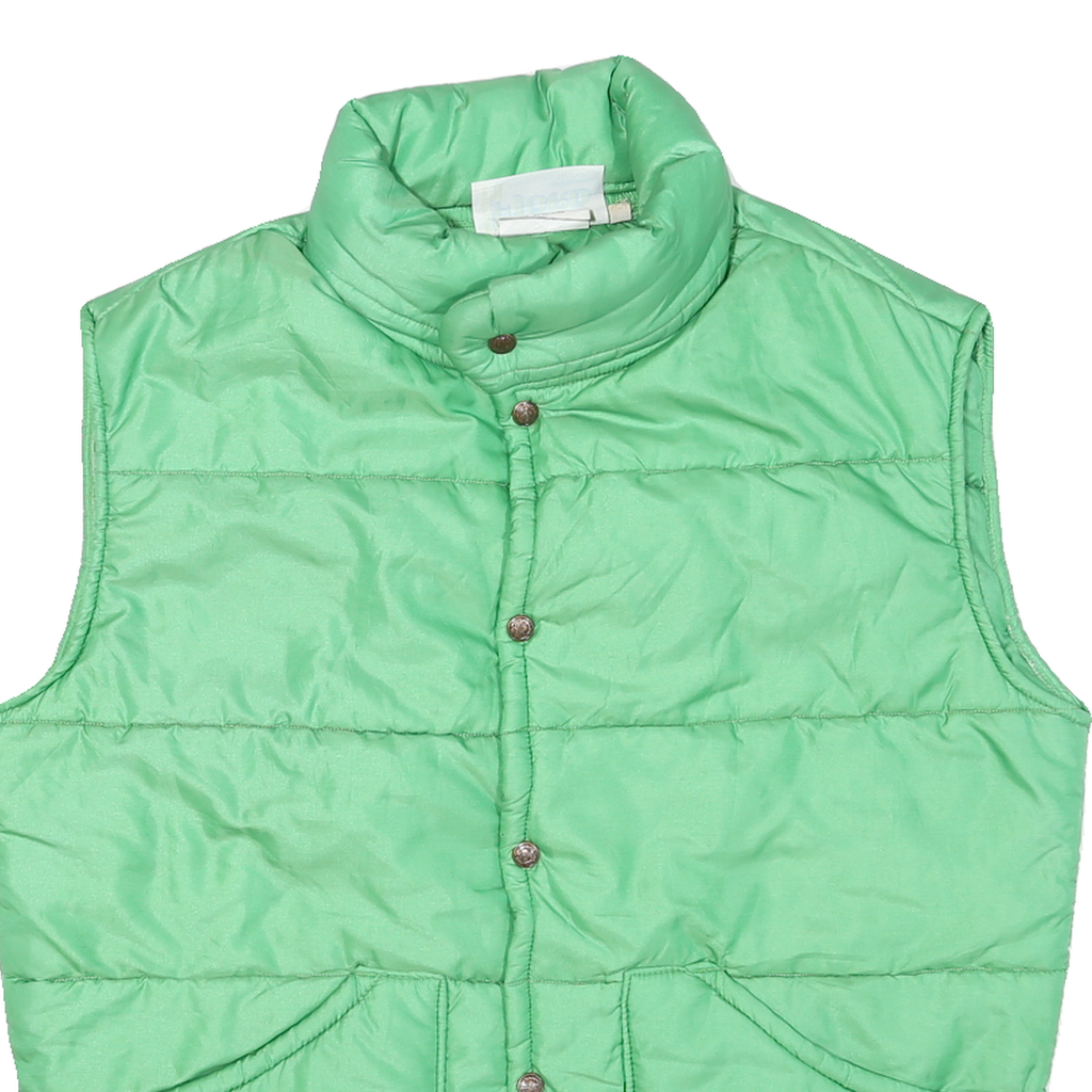 FJORD Mens Green Polyester Blend Puffer Jacket XL Button Closure Sleeveless