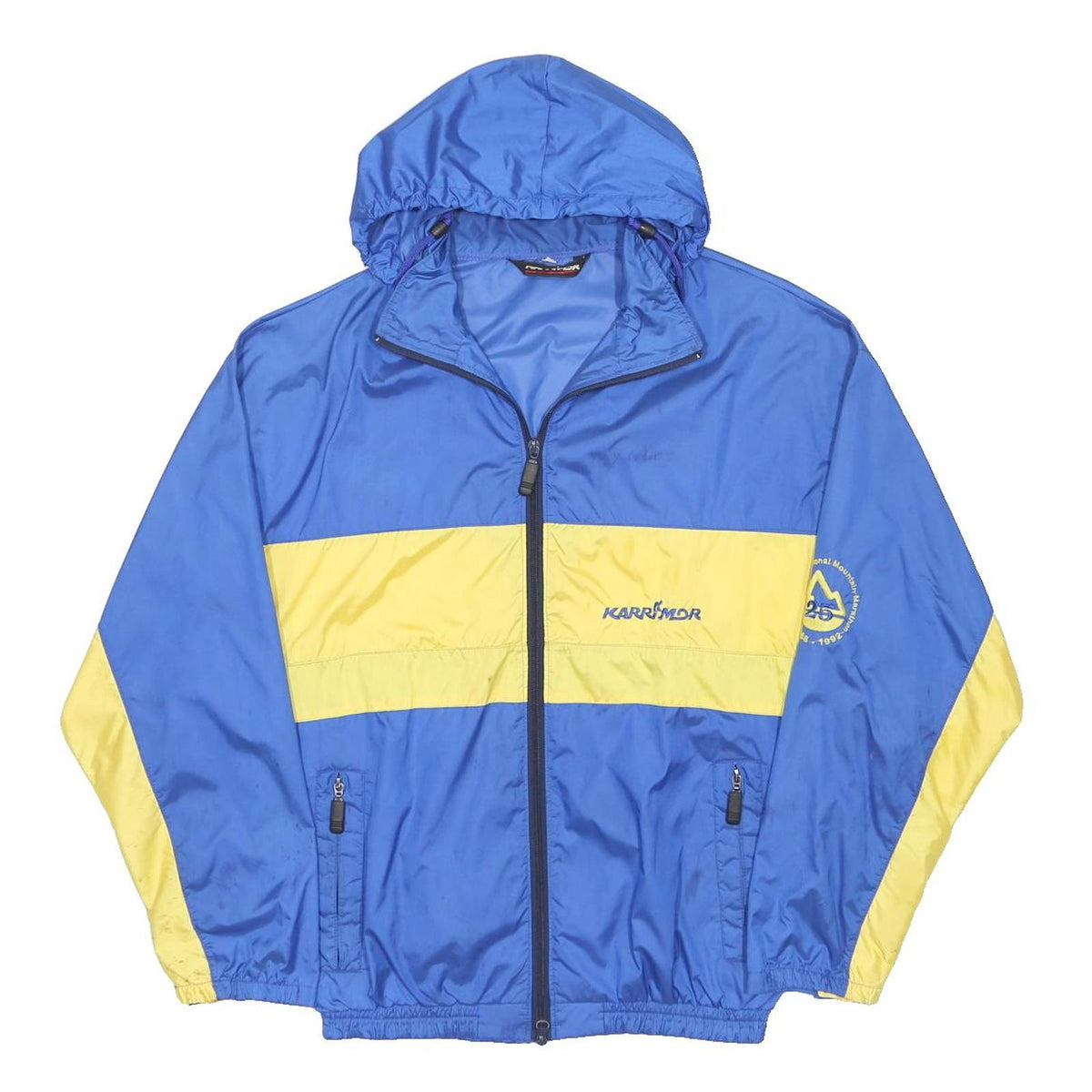KARRIMOR Mens Blue & Yellow Outdoor Nylon Jacket M Zip Hooded