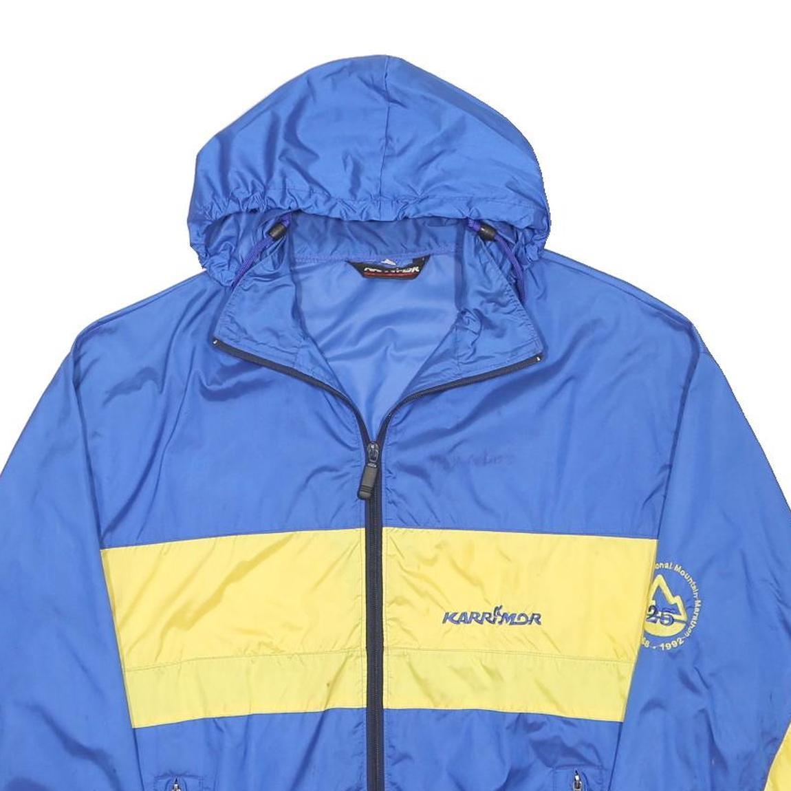 KARRIMOR Mens Blue & Yellow Outdoor Nylon Jacket M Zip Hooded