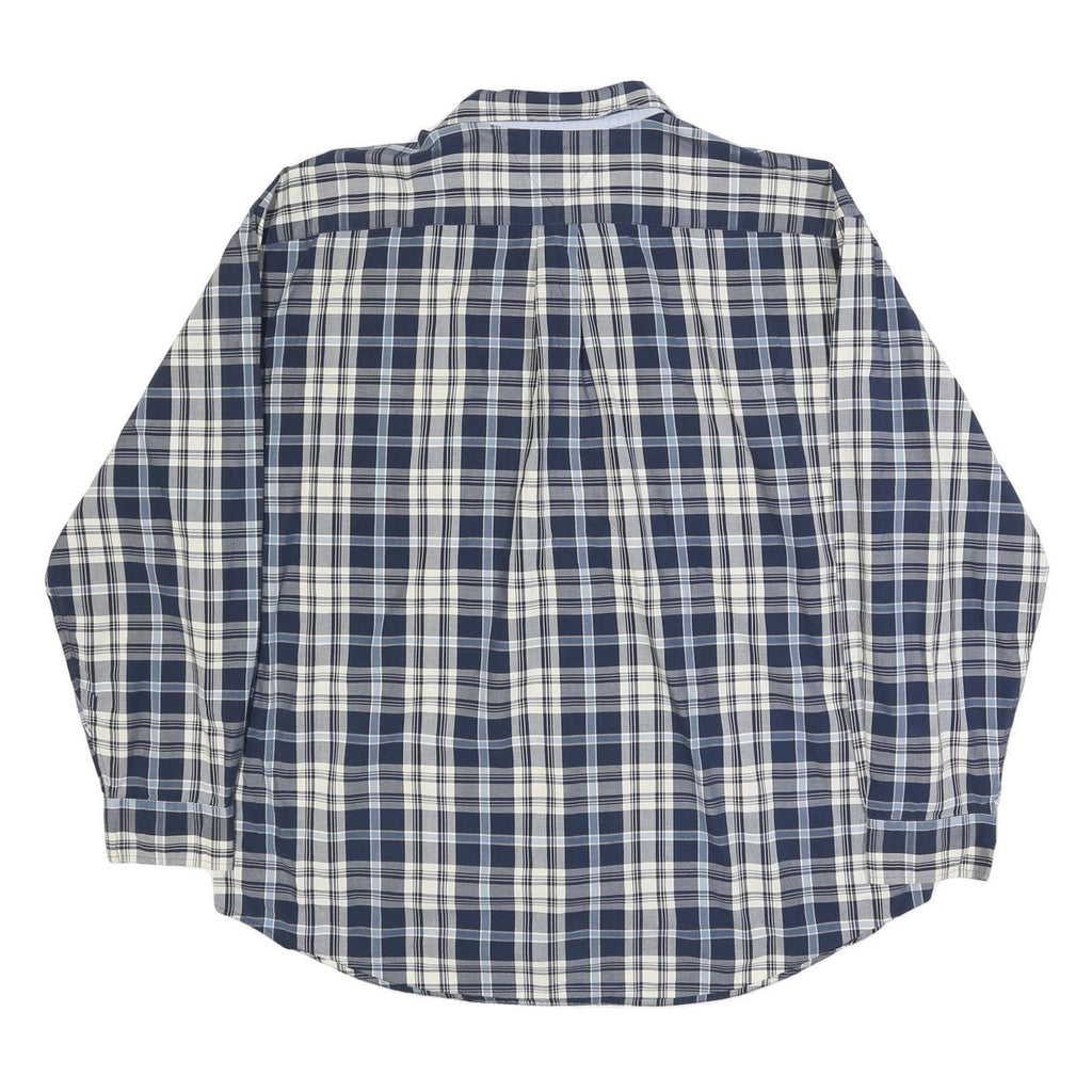 TOMMY HILFIGER Mens Blue & Cream Checked Shirt 2XL Cotton Blend Long Sleeve