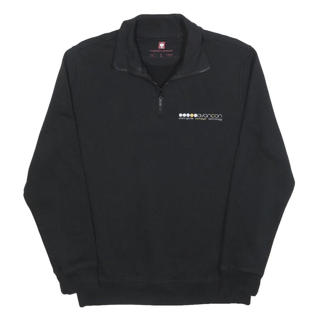 ENGELBERT STRAUSS Mens Black Half Zip Sweatshirt S Workwear Pullover Cotton