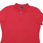 TOMMY HILFIGER Womens Red Polo Shirt XL Cotton Blend Short Sleeve Classic
