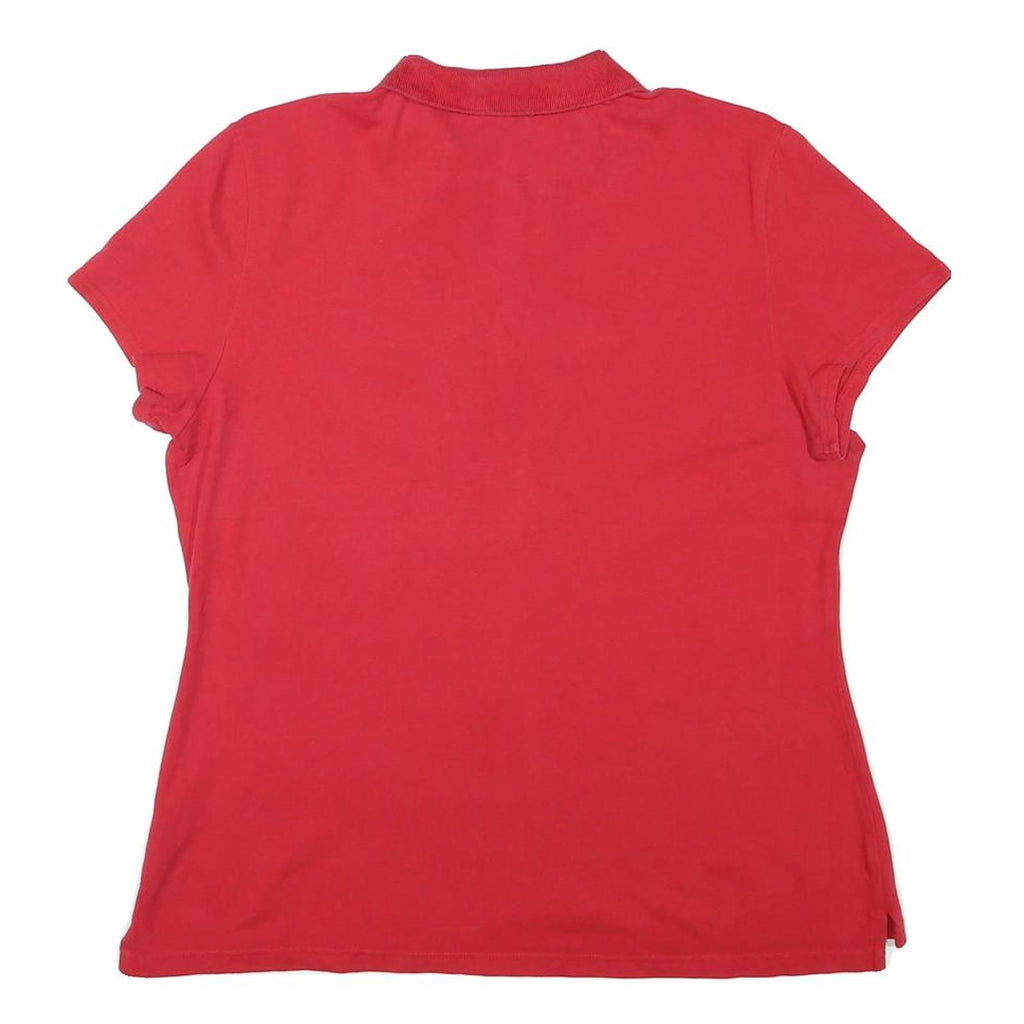 TOMMY HILFIGER Womens Red Polo Shirt XL Cotton Blend Short Sleeve Classic