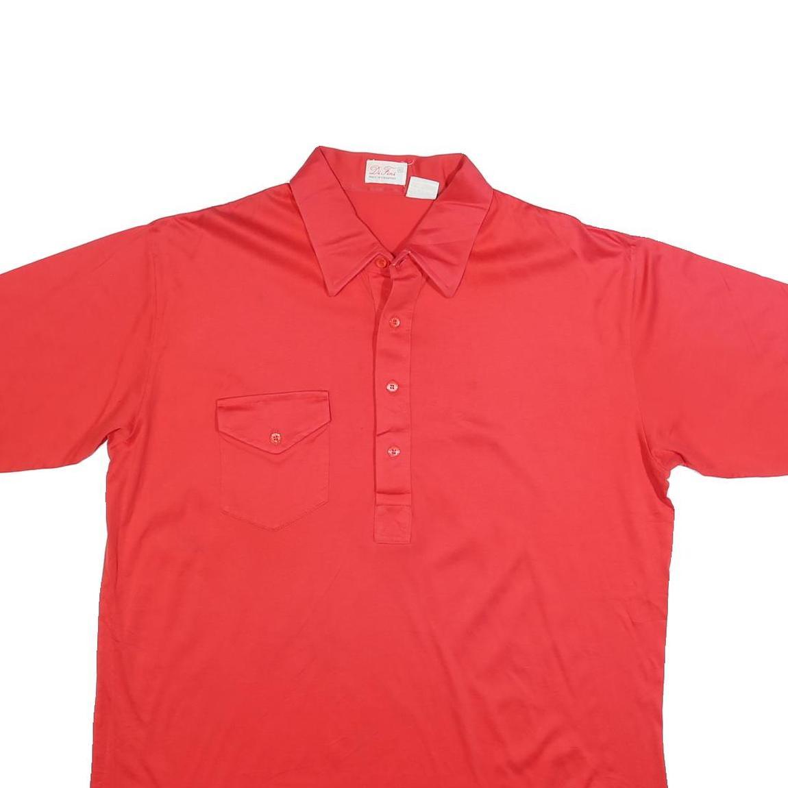 DI FINI Mens Red Short Sleeve Plain Polo Shirt XL Cotton Blend Button Pocket