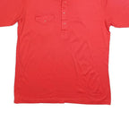 DI FINI Mens Red Short Sleeve Plain Polo Shirt XL Cotton Blend Button Pocket