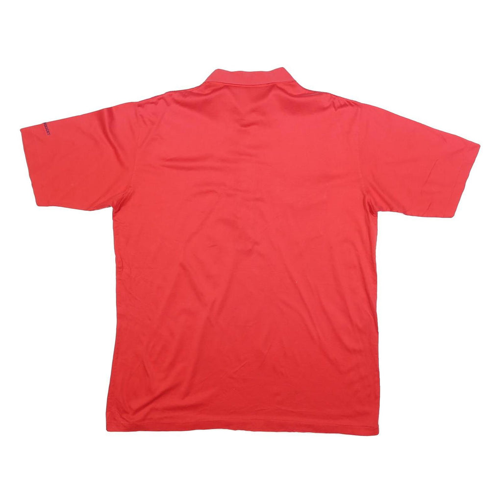 DI FINI Mens Red Short Sleeve Plain Polo Shirt XL Cotton Blend Button Pocket