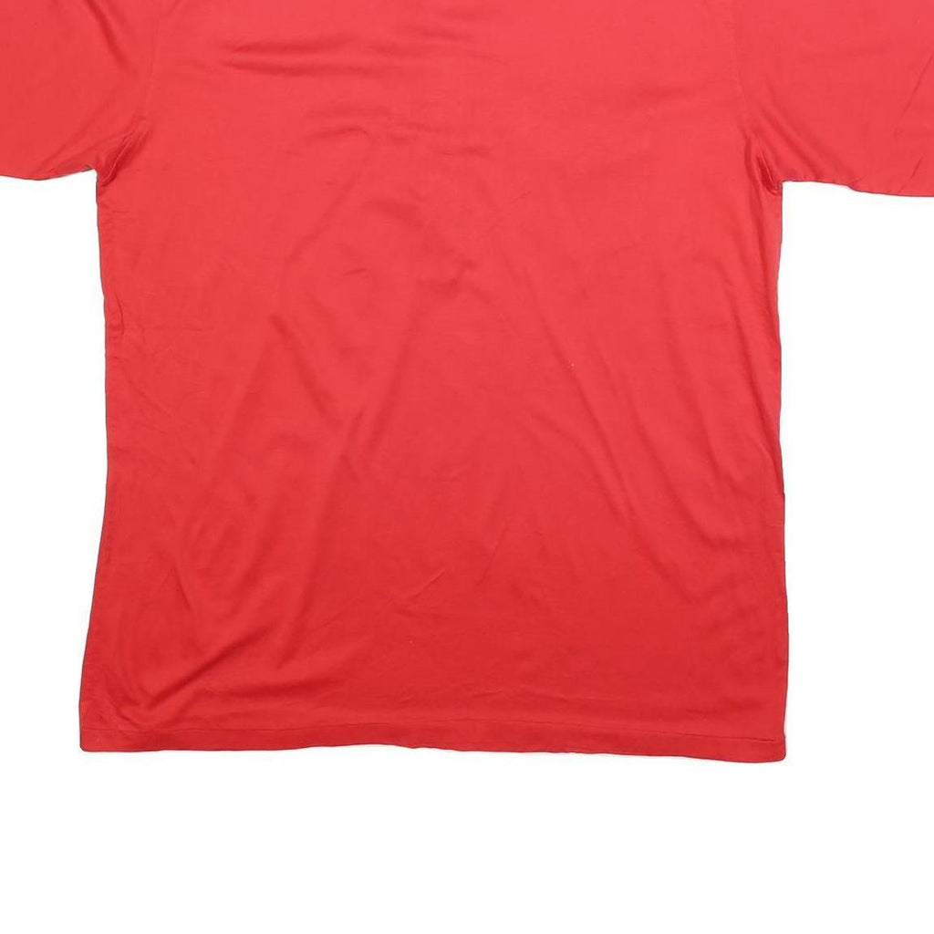 DI FINI Mens Red Short Sleeve Plain Polo Shirt XL Cotton Blend Button Pocket