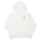 CHAMPION Mens White Cotton Blend Pullover Hoodie M Classic Logo Sweatshirt
