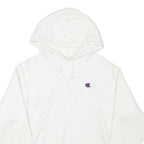 CHAMPION Mens White Cotton Blend Pullover Hoodie M Classic Logo Sweatshirt