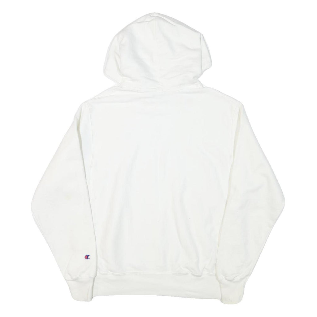 CHAMPION Mens White Cotton Blend Pullover Hoodie M Classic Logo Sweatshirt
