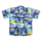 Mens Blue Yellow Hawaiian Shirt XL Cotton Blend Beachprint Vacation Style