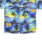 Mens Blue Yellow Hawaiian Shirt XL Cotton Blend Beachprint Vacation Style