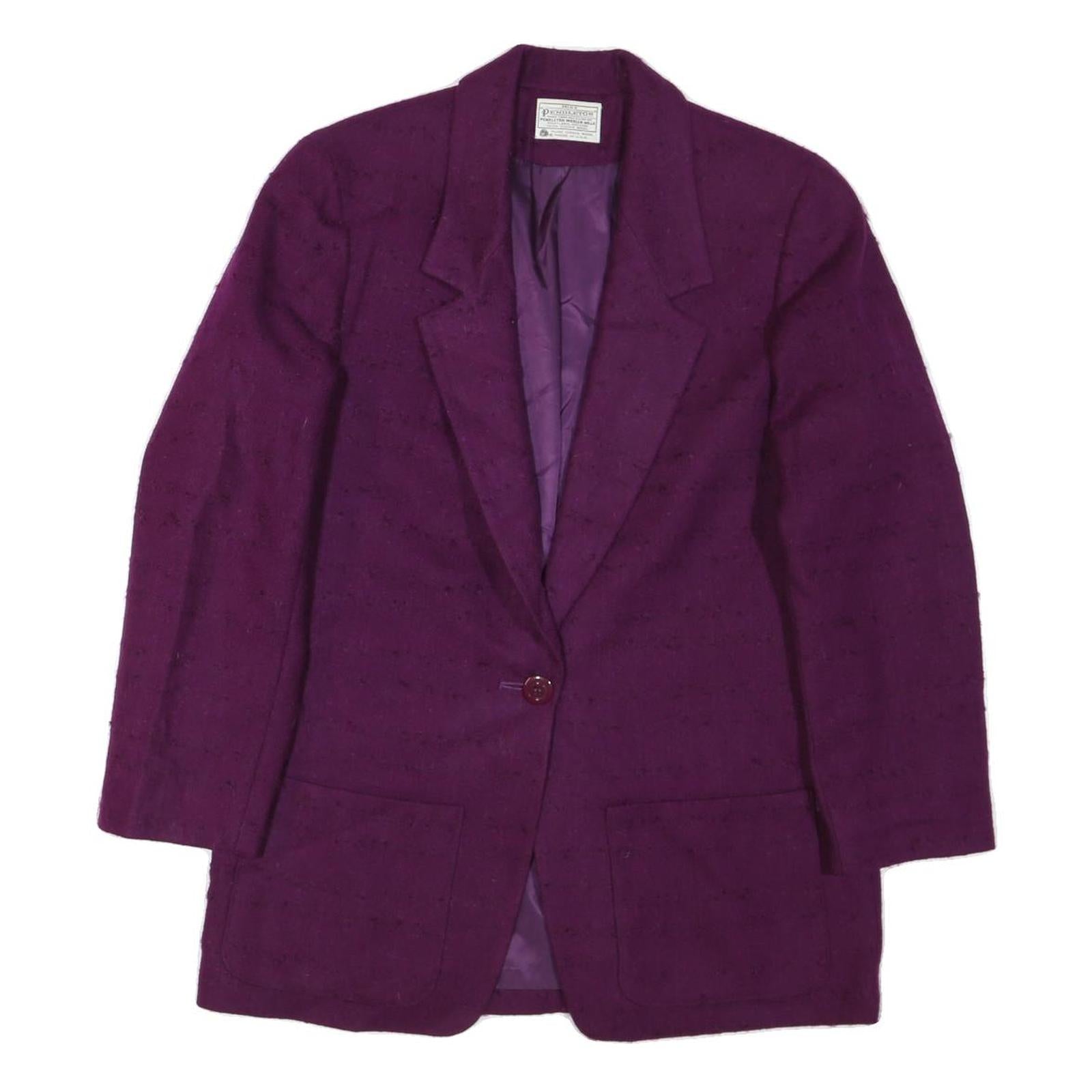 PENDLETON Womens Purple Wool Blazer Jacket L Plain Button Closure Classic