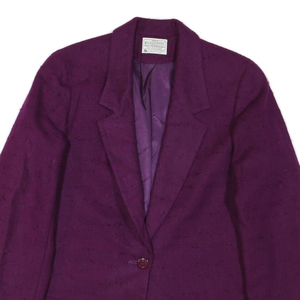PENDLETON Womens Purple Wool Blazer Jacket L Plain Button Closure Classic