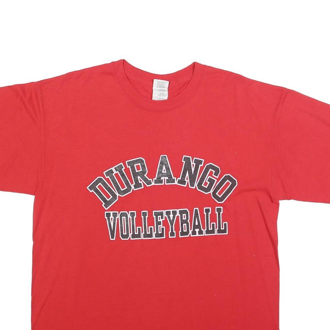 GILDAN Mens Red Durango Volleyball Graphic T-Shirt L Crew Neck Short Sleeve