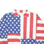 CARABELLA Womens Red & White Blue Woven Zip Jacket L Star Stripe