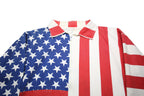 CARABELLA Womens Red & White Blue Woven Zip Jacket L Star Stripe