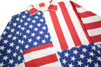 CARABELLA Womens Red & White Blue Woven Zip Jacket L Star Stripe