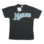RUSSELL ATHLETIC Mens Black Marlins Graphic T-Shirt M Short Sleeve Crew Neck