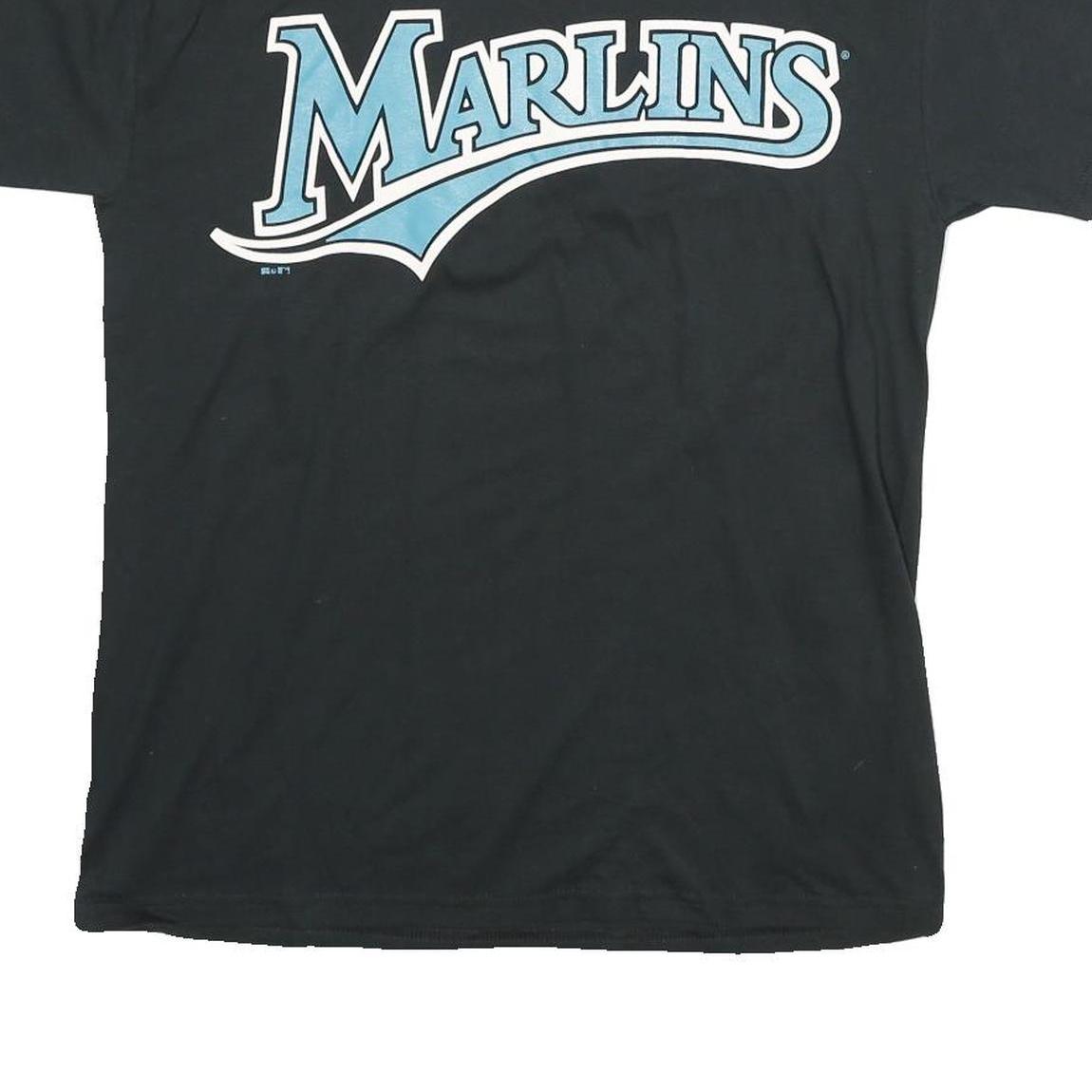 RUSSELL ATHLETIC Mens Black Marlins Graphic T-Shirt M Short Sleeve Crew Neck