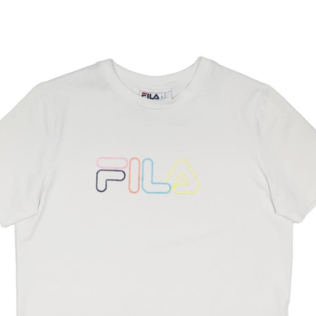 FILA Womens White Modern T-Shirt M Short Sleeve Crew Neck Logo