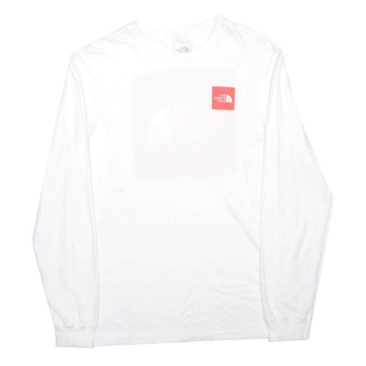 THE NORTH FACE Mens White Long Sleeve Crew Neck Logo T-Shirt L Cotton Blend