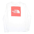 THE NORTH FACE Mens White Long Sleeve Crew Neck Logo T-Shirt L Cotton Blend