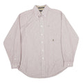 TOMMY HILFIGER Mens White & Red Striped Shirt L Button Down Oxford Long Sleeve