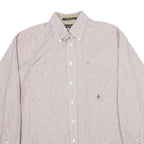 TOMMY HILFIGER Mens White & Red Striped Shirt L Button Down Oxford Long Sleeve