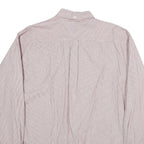 TOMMY HILFIGER Mens White & Red Striped Shirt L Button Down Oxford Long Sleeve