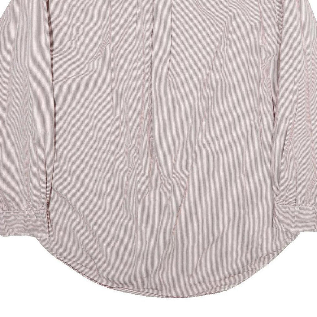 TOMMY HILFIGER Mens White & Red Striped Shirt L Button Down Oxford Long Sleeve