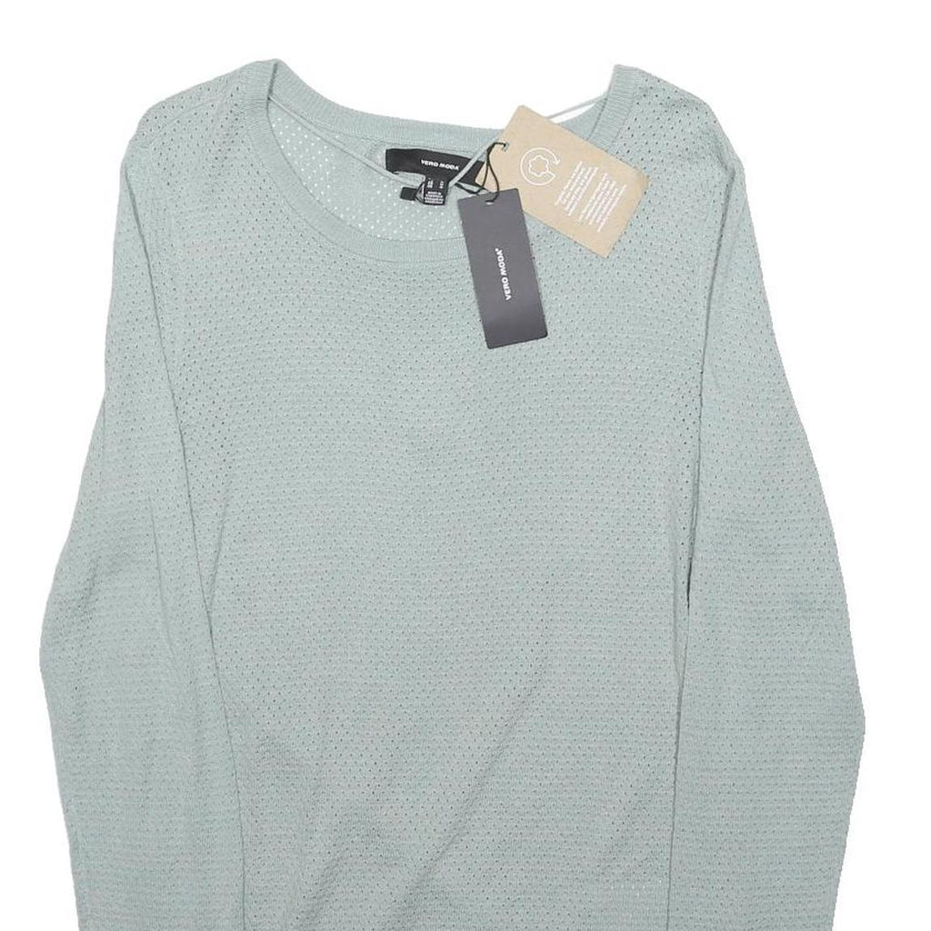 VERA MODA Womens Pale Green Patterned Cotton Blend Regular Fit Crew Neck Jumper