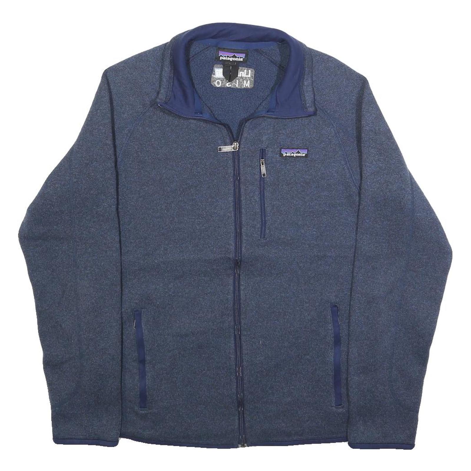 PATAGONIA Mens Blue Jacket M Polyester Blend Zip Plain Casual Outdoor Warm