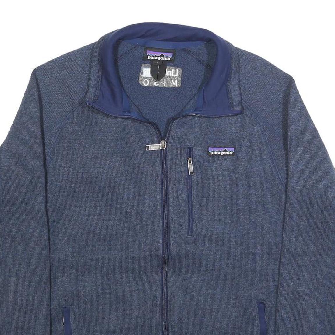 PATAGONIA Mens Blue Jacket M Polyester Blend Zip Plain Casual Outdoor Warm