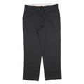 DICKIES Mens Black Regular Fit Straight Leg Trousers W38 L30 Cotton Blend Zip