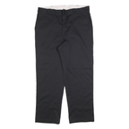 DICKIES Mens Black Regular Fit Straight Leg Trousers W38 L30 Cotton Blend Zip