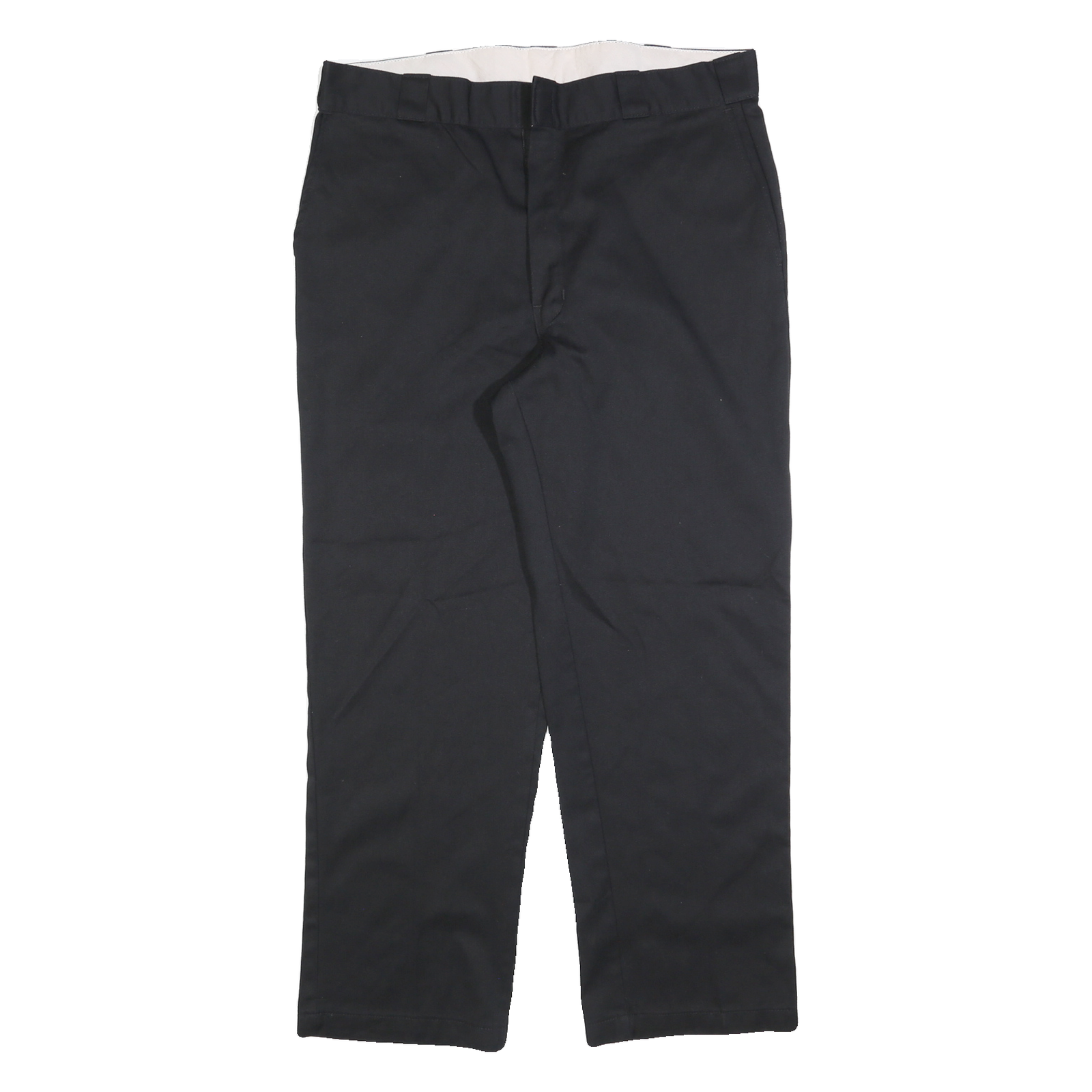 DICKIES Mens Black Regular Fit Straight Leg Trousers W38 L30 Cotton Blend Zip
