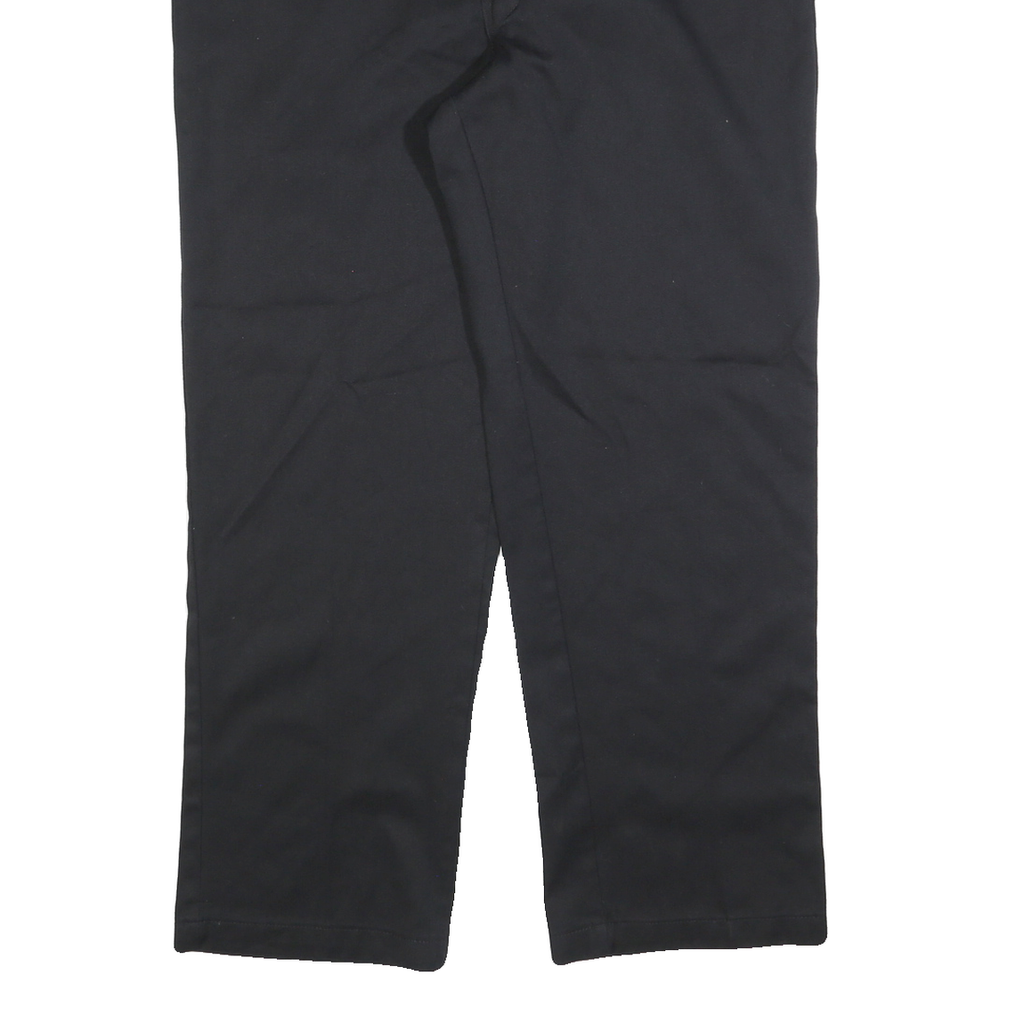 DICKIES Mens Black Regular Fit Straight Leg Trousers W38 L30 Cotton Blend Zip