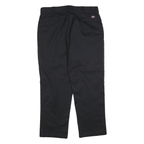 DICKIES Mens Black Regular Fit Straight Leg Trousers W38 L30 Cotton Blend Zip