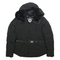WELLENSTEYN Womens Black Polyester Coat S Quilted Zip Fur Hooded Warm Stylish