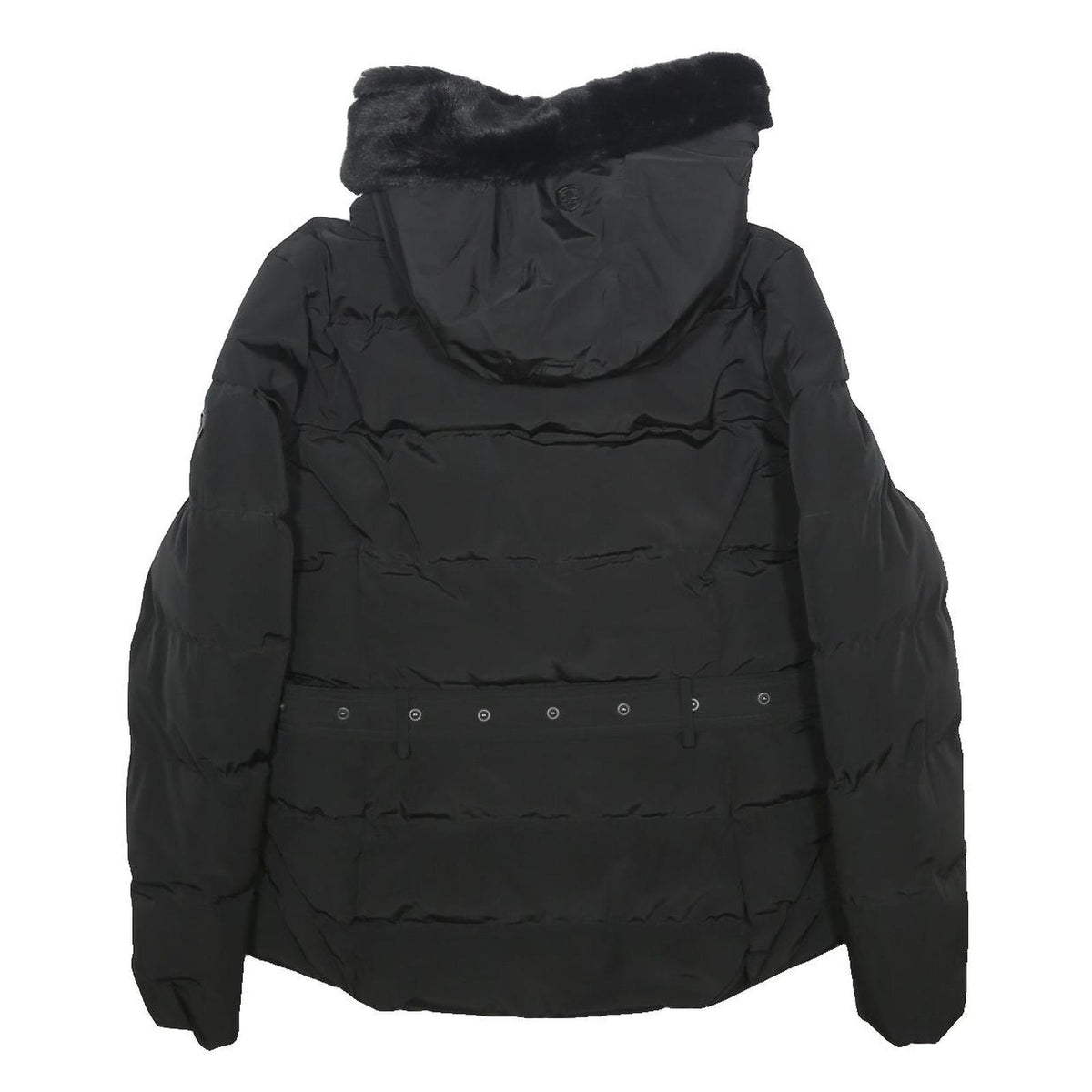 WELLENSTEYN Womens Black Polyester Coat S Quilted Zip Fur Hooded Warm Stylish