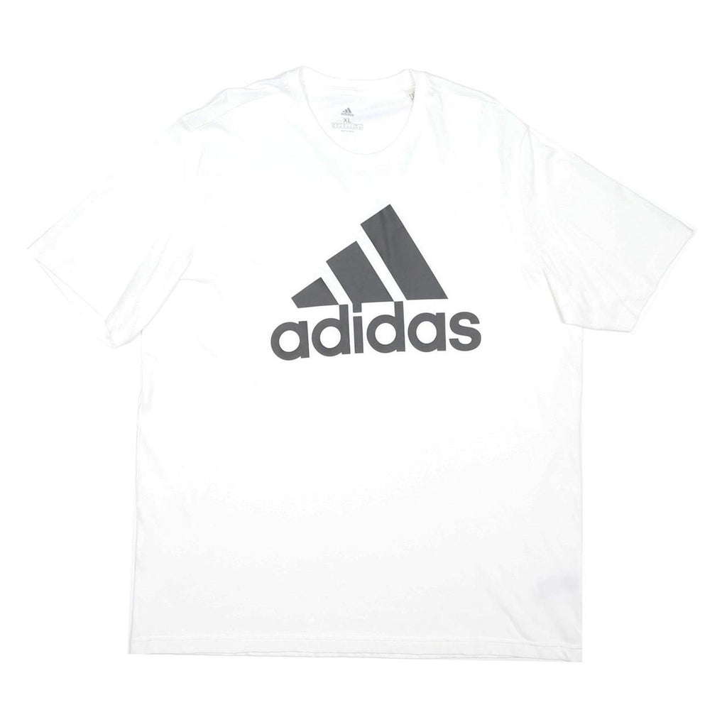 ADIDAS Mens White Black Logo Graphic T-Shirt XL Short Sleeve Crew Neck