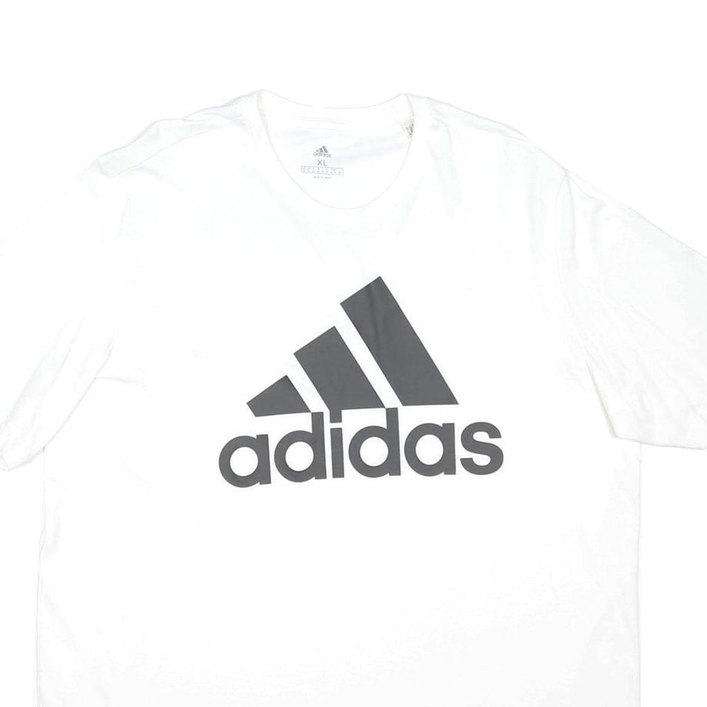 ADIDAS Mens White Black Logo Graphic T-Shirt XL Short Sleeve Crew Neck