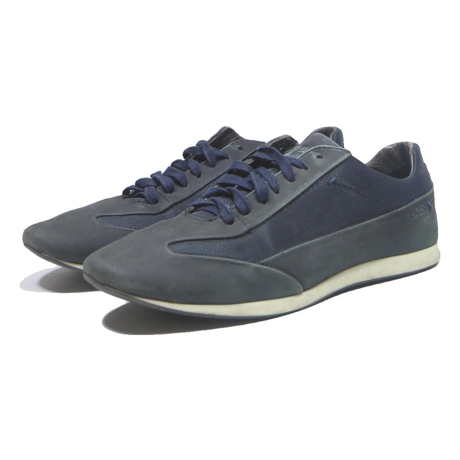 BOSS Mens Navy Blue Synthetic Low Top Trainers UK 8 Smart Casual Footwear
