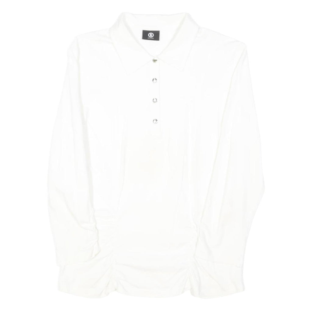 BOGNER Womens White Basic Shirt Long Sleeve Collared M Button Casual Top
