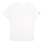 CHAMPION Mens White Graphic T-Shirt S Short Sleeve Crew Neck Logo Print