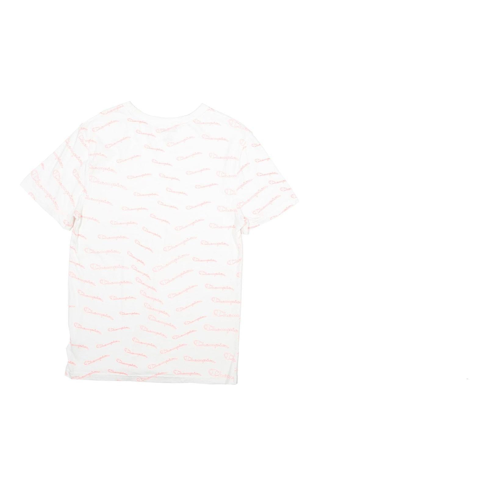 CHAMPION Mens White Graphic T-Shirt S Short Sleeve Crew Neck Logo Print